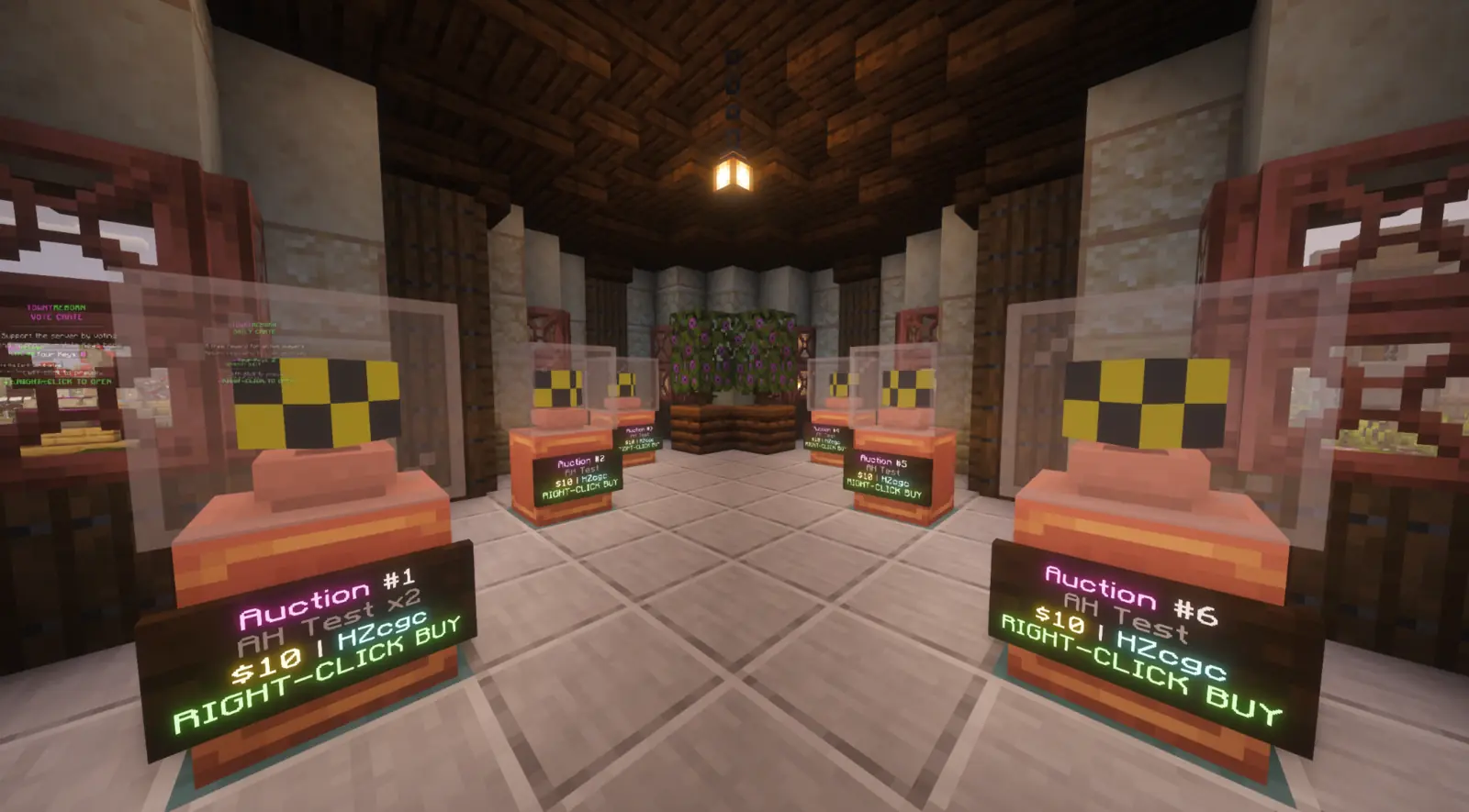 In-world displays for the first Towny Reborn auction listings