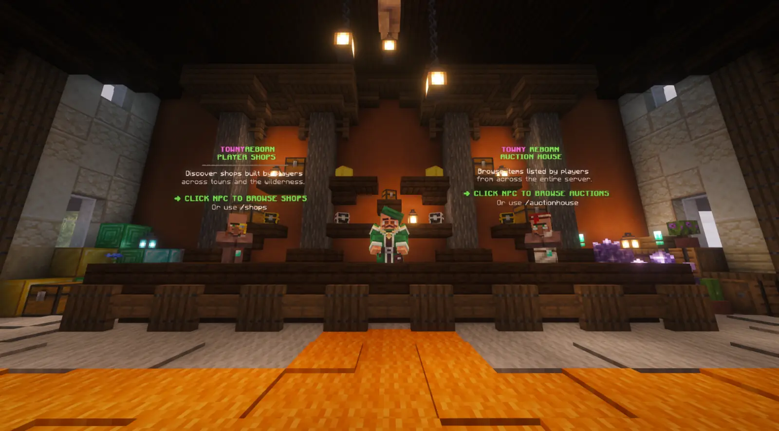 Towny Reborn player shops and auction house entrance