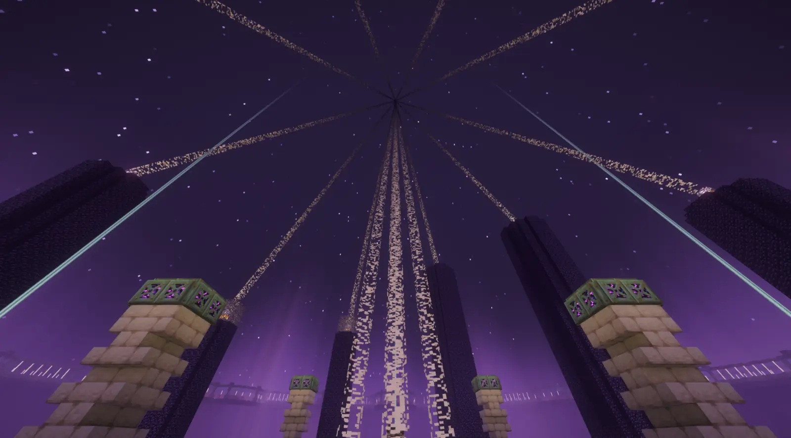 Energy beams above the custom Towny Reborn dragon arena
