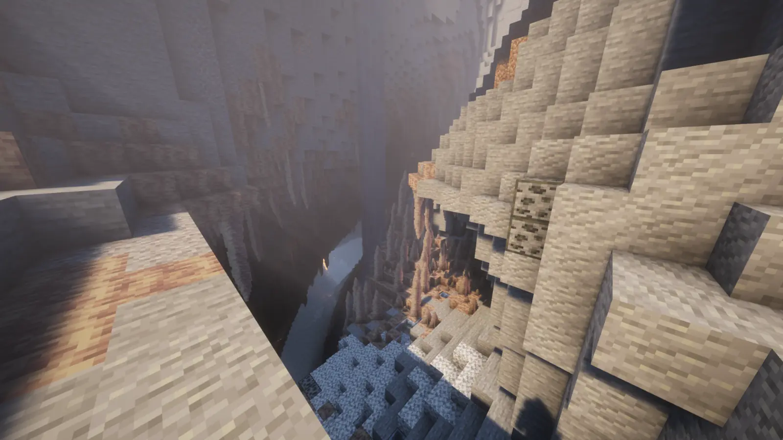 Large dripstone cave filled with mineable ores